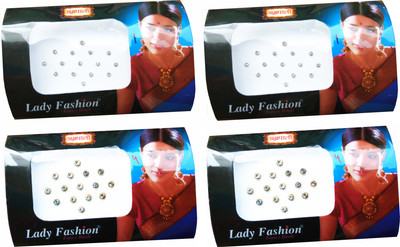 

Lady Fashion Amarpali Silver Bordered White Crystals 0412201604 Forehead White Bindis(Kundan)