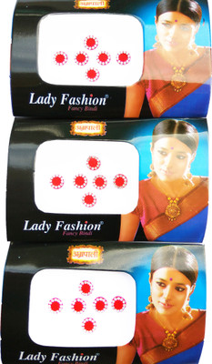 

Lady Fashion Amarpali Crystals Border 2212201601 Forehead Red Bindis(Border)
