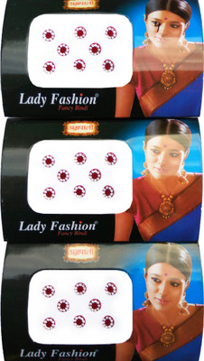 

Lady Fashion Amarpali Crystals 2312201604 Forehead Maroon Bindis(Border)