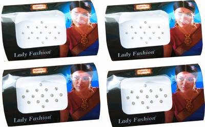 

Lady Fashion Amarpali Silver Bordered White Crystals 0412201603 Forehead White Bindis(Kundan)