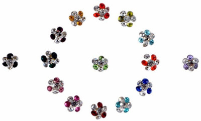 

Instabuyz Medium Size Designer Diamond Collection MultiColored Stone Bindi 15Piece Forehead Multicolor Bindis(Bindi)