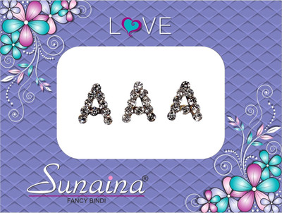 

Sunaina Love Alphabet Collection Forehead Silver Bindis(Fancy Design)