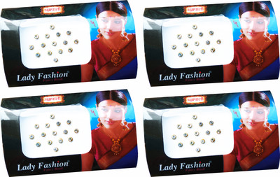 

Lady Fashion Amarpali Silver Bordered White Crystals 0412201614 Forehead White Bindis(Kundan)