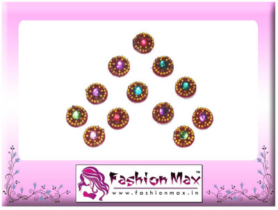 

Fashion Max Full Moon with Multicolor Stone Forehead Red Bindis(Fancy Design)