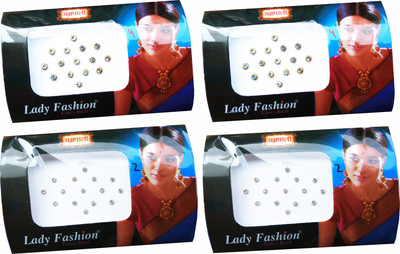 

Lady Fashion Amarpali Silver Bordered White Crystals 0412201616 Forehead White Bindis(Kundan)