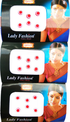 

Lady Fashion Amarpali Crystals Border 2212201602 Forehead Red Bindis(Border)