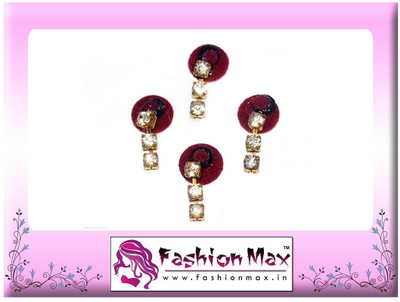 

Fashion Max Full Moon with 3 Stone Crystal Droping Forehead Maroon Bindis(Fancy Design)