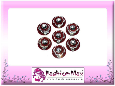 

Fashion Max Full Moon with red flower black stone and Crystal Forehead Maroon Bindis(Fancy Design)