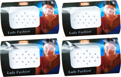 

Lady Fashion Amarpali Silver Bordered White Crystals 0412201602 Forehead White Bindis(Kundan)