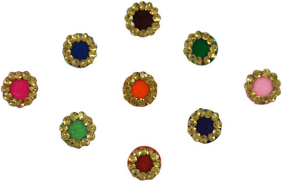 

Instabuyz GOLDEN STONE FOREHEAD Multicolor Bindis(FANCY BINDI)