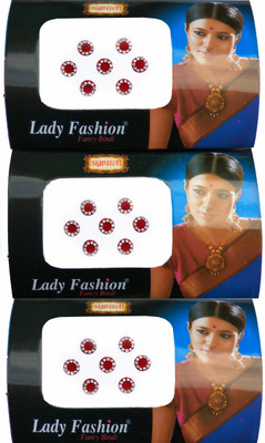 

Lady Fashion Amarpali Crystals 2312201603 Forehead Maroon Bindis(Border)