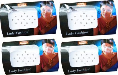 

Lady Fashion Amarpali Silver Bordered White Crystals 0412201607 Forehead White Bindis(Kundan)