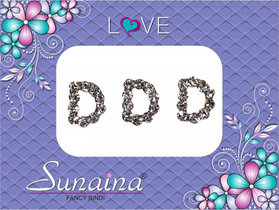 

Sunaina Love Alphabet Collection Forehead Silver Bindis(Fancy Design)