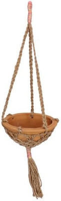 

Jainsons Pet Products ROUND Earthenware, Jute Pet Bowl(600 ml Brown, Beige)
