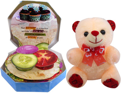 

Saugat Traders Happy Birthday Burger Shape Greeting Card With Teddy(Set of 2)