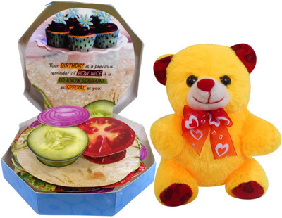 

Saugat Traders Happy Birthday Burger Shape Greeting Card With Teddy(Set of 2)