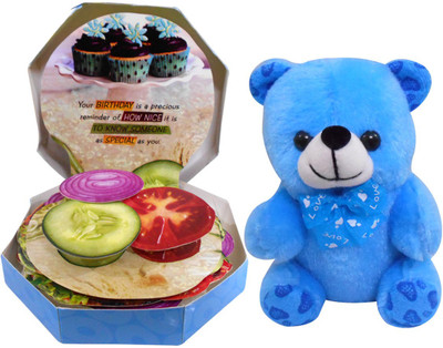 

Saugat Traders Happy Birthday Burger Shape Greeting Card With Teddy(Set of 2)