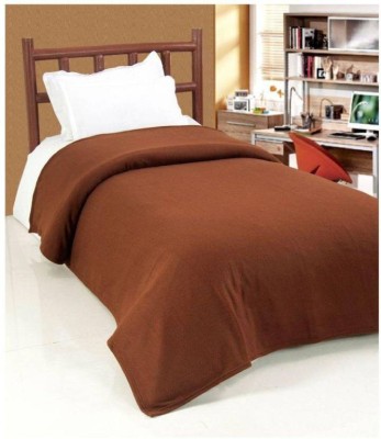 komfey Solid Single Fleece Blanket for  AC Room(Microfiber, Brown)