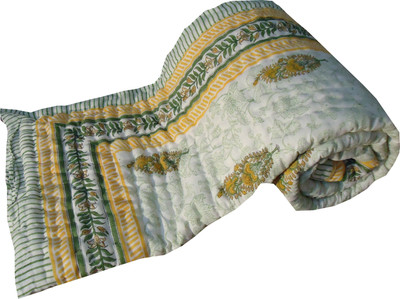 5% OFF on Jaipur Art and Craft Floral Single Quilt(Cotton, Mutlicolor)