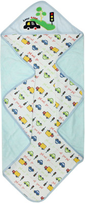 Wonder Kids Printed  Hooded Baby Blanket(Microfiber, Blue