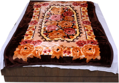 

IndiWeaves Floral Single Mink Blanket(Polyester, Beige)