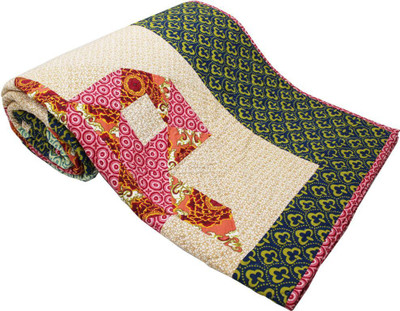 Adt Saral Self Design Double Quilt(Cotton, Multicolor)