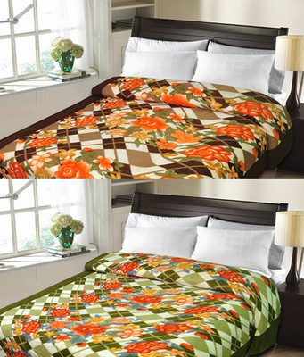 

Sanvi Traders Floral Double Blanket(Microfiber, Multicolor)