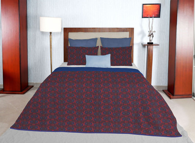 

Solaj Floral Double Comforter(Cotton, Red, Blue), Blue;red
