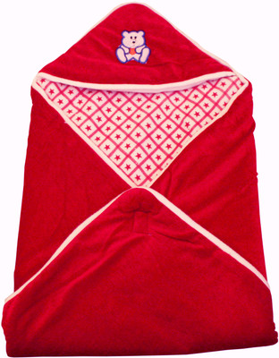 My NewBorn Cartoon  Hooded Baby Blanket(Polyester, Red