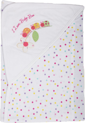 

Baby Boo Embroidered, Polka  Hooded Baby Blanket(Cotton, White