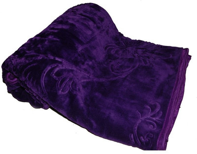 Shopping Store Plain Double Mink Blanket(Microfiber, Blue)