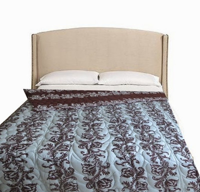 Needlecrest Damask Queen Comforter(Cotton, Light Blue)