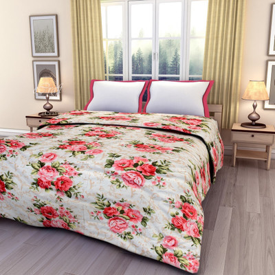 

eCraftIndia Floral  AC Blanket(Poly Cotton, Red and Green