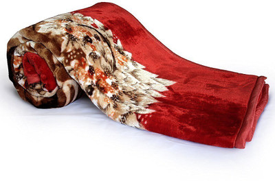 Bagrastore Self Design Double Mink Blanket for  Mild Winter(Microfiber, Red)