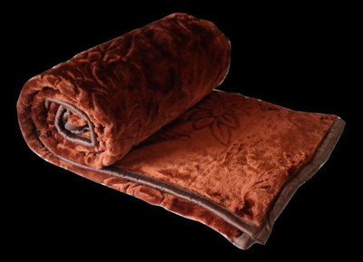 N Decor Solid Double Mink Blanket for  Mild Winter(Microfiber, Gold)