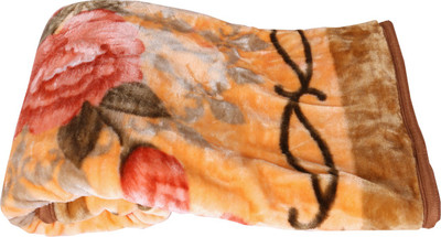 

IndiWeaves Floral  Mink Blanket(Microfiber, Cream, Pink