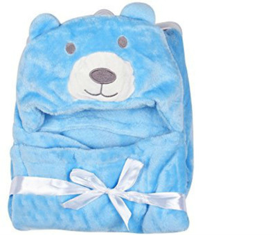 

Creative India Exports Plain  Hooded Baby Blanket(Microfiber, Blue