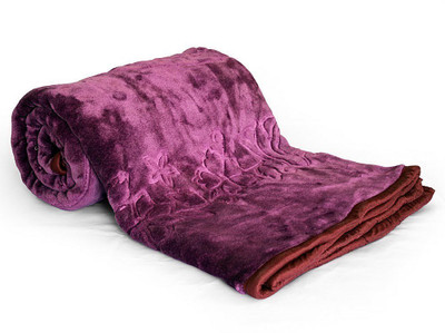

Shivam Concepts Floral Double Mink Blanket(Microfiber, Purple)