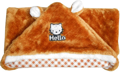 

SilverStone Checkered  Hooded Baby Blanket(Fur, Brown