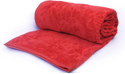 Home India Plain Single Blanket(Microfiber, Red)