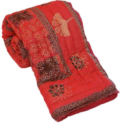 Kaarigar Printed Double Comforter(Cotton, Pink)