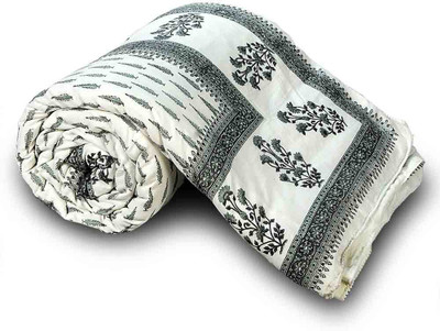 56% OFF on Little India Floral Single Quilt(Grey)