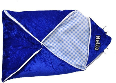 

SilverStone Checkered  Hooded Baby Blanket(Microfiber, Blue