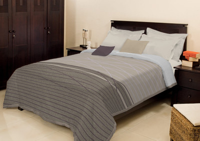 Bombay Dyeing Striped  Blanket(Microfiber, Grey
