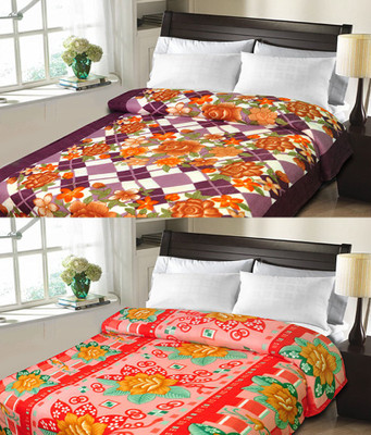 

Sanvi Traders Floral Double Blanket(Microfiber, Multicolor)