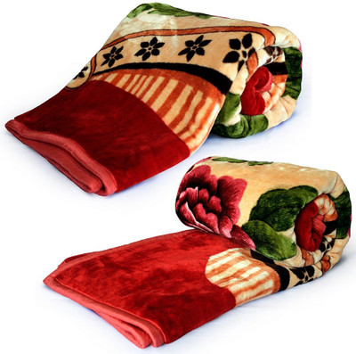 

Kaarigar Floral Double Blanket(Microfiber, Red)