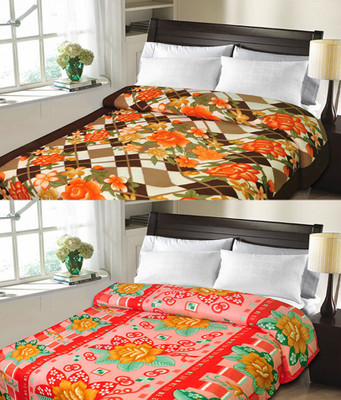 

Sanvi Traders Floral Double Blanket(Microfiber, Multicolor)