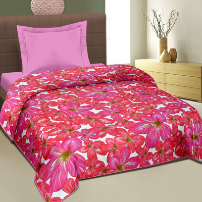 Cortina Floral  Dohar(Microfiber, Pink