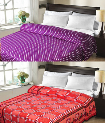 

Sanvi Traders Checkered Double Blanket(Microfiber, Red)