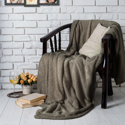

Swiss Republic Plain Double Blanket(Fur, Brown)